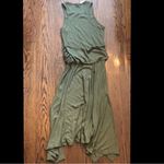 Anthropologie Olive Mini Ribbed Sleeveless Shark Bite Cummerbund Relaxed Dress M Photo 4