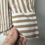 LOFT Women’s Small Brown White Striped Button Up Shirt Long Sleeve Photo 7