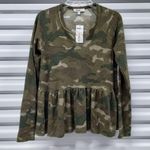 William Rast Womens Top Size Small Green Camouflage Print Bouse Photo 1