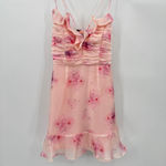 Lulus Lulu’s Pink Floral Fairy Ruffle Mini Party Dress Ruched Bodice Medium NEW Photo 7