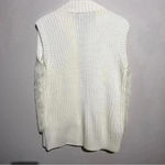 Kikit Ivory Faux Fox Fur Front Stretchy Knit Back Zip Vest Sleeves Size Long White Size L Photo 1