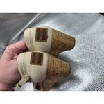 Toms  Cork Wedge Beige Cotton Straps Platform Sling Back Shoes Sandals 6.5 Photo 4