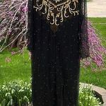 Laurence Kazar Vintage silk beaded maxi dress size XXL black lined evening gown Photo 0