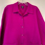 Eileen Fisher  Fuchsia Wool Long Sleeve Button Down Cardigan Women’s Medium Photo 2