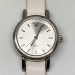 American Eagle women’s watch 23mm silver tone dial white leather band running Photo 0