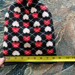 Juicy Couture Black and Red Heart Patterned Knit Beanie Hat Cozy Hippie Grunge Photo 8