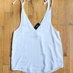 EXPRESS Gold Metallic Striped Tie Strap Shoulder White Tank S NWT Photo 2