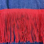 Talbots Denim Vest Top Womens Small Blue Red Fringe Sleeveless Jean Shirt Photo 2