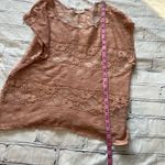 Crystal K Sheer Lace Short Sleeve Blouse Women’s Small Nude Floral Mesh Top Y2K Brown Photo 10