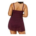 Swimsuits For All Wine Crochet Side Slit V Photo 1