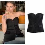 ZARA NWT festive days tuxedo satin trim bandeau button strapless vest top Photo 2