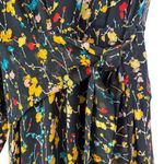 Equipment  Silk Chiffon Vivienne Wrap Effect Floral Midi Dress Black Size 8 Photo 5