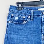 Levi's  Shorts Womens Size 30 Dark Wash Blue Denim Mid Length Roll Up Distressed Photo 3
