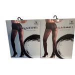 Natori  Marylin Sheer Tights Nude Black Size Medium Floral Detail Leg Pair of 2 Photo 1