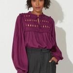 Cleobella  Sabella Peasant Blouse in Aubergine NEW Size Small Photo 0