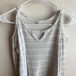 American Eagle  White & Gray Striped Waffle Knit Cold Shoulder Long Sleeve Shirt Photo 3
