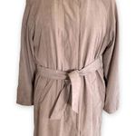 London Fog Vintage 90s  Faux Suede Tan Trench Coat Belted Size 6 Zip Lining Fall Photo 2