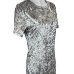 R. Vivimos Womens Silver Metallic Velvet Velour Short Sleeve T Photo 1