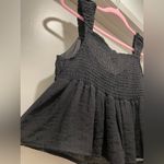 Lotus & Lavender Cropped Black Babydoll Cami Smocked Tank Top Photo 7