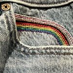 American Eagle Pride NWT Super Hi-Rise A-Line Denim Skirt Size 00 Raw Hem Photo 4