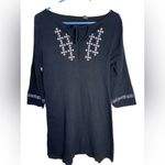 Apt. 9  Large Black Gauze Beach Coverup Lounge Summer Dress Embroidered Details Photo 2