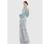 Mac Duggal  67886 Blue Illusion Puff Sleeve Pleated Bodice Embellished Gown 14 Photo 2