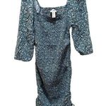 Jessica Simpson Floral Ditsy Print Smocked Rouched Bodycon Dress Green Medium Photo 0