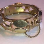 Vintage 7” Gold Tone Hinge Closure Bangle Bracelet Photo 2