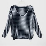 American Eagle Dark Grey & White Soft & Sexy Long Sleeve Slub Tee Photo 0