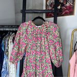 ZARA  Pink Floral Babydoll Puff Sleeve Pleated Mini Dress Photo 2