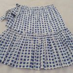 Vineyard Vines Painterly Grid Blue White Faux Wrap Ruffle Mini Skirt Photo 2