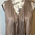 BOHO FAUX SUEDE FRINGE VEST TAUPE HIPPIE FESTIVAL SIZE LARGE BRAND NEW ☮️ Tan Photo 2