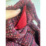 J.Jill Tweed Sweater Cardigan Size Large Burgundy Fringe Knit Blazer Career Red Photo 5