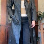 Vintage 80s leather duster trench coat Split Ends Ltd. Black coat jacket Photo 0