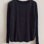 Tibi  Mixed Media Long Sleeve Crewneck Tee Size Small Black Photo 0