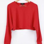 Lulus LULU’S LOOK AT ME NOW RED DOLMAN SLEEVE CROP TOP Photo 0