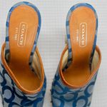 Coach Vintage Blue Signature Logo Bacall Wood Leather Clog Mule Heels Shoes 5B Photo 8