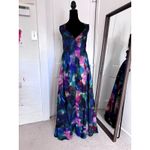 Anthropologie  Printed V-Neck Pleated A-Line Watercolor Dress Size Large Photo 2