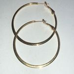 Gold Tone Retro Classic Flat Hoop Boho Pierced Earrings Photo 0