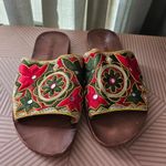 Jeffrey Campbell  Sandals Embroidered Slide Mirror Handmade Leather Lining Casual Photo 1