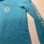 Vineyard Vines  Womens Aqua Blue Sz M Hooded Logo Shirt Pullover Hoodie Photo 2