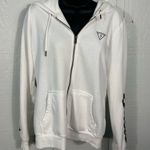 Guess  White Zip up Hooded Jacket with Sequins Size Medium EUC Photo 0