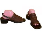 Nine West VINTAGE 1990'S/Y2K "BIDWELL" BROWN LEATHER SLINGBACK BLOCK HEELS (10) Photo 3