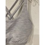 Lululemon  Energy Sports Bra Womens 12 Gray Strappy Cross Back Striped Yoga Photo 1