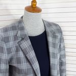 Carolina belle Plaid Long Line Blazer Jacket Blue Small Open Glen Check Photo 4