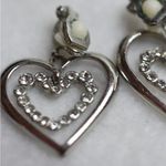 Source Unknown Vintage Glam Double Heart Silver Tone Rhinestone Bridal Wedding Clip On Earrings Photo 1