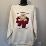 Vintage Apple Sweatshirt Womens XL Grandma Grandkids Embroidered Teddy Bear Photo 0