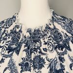 Paisley Printed Blouse Shirt White And Blue Tank Top Size Medium Photo 1