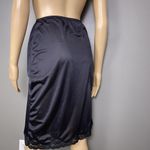 Vintage Mardor Small 5 Half Slip Semi Sheer Black Nylon Tricot Lace Embellished Photo 4