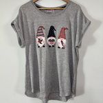 American Spirit Embroidered Eyelet Gnome 4th Of July T Shirt Size XL Blue Photo 0